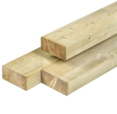 GRENEN 45 x 95 MM GEIMPREGNEERD MET 4 AFGERONDE HOEKEN