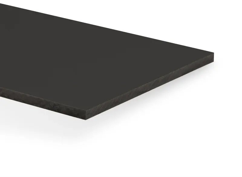 VOLKERN DECOLAN ZWARTE KERN EXTERIEUR 2 ZIJDEN ZWART 401 SUEDE (BENADERT RAL 9005) 3050X1300X8MM 2 ZIJDEN UV MET BESCHERMFOLIE