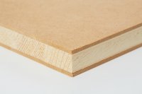 BLOKPLAAT 3LAAGS ENKELE KERN SPRUCE - TOP HDF  AW 100 VERLIJMD 1300X3050X18MM 450-480 KG/M³