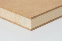 BLOKPLAAT 3LAAGS ENKELE KERN SPRUCE - TOP HDF  AW 100 VERLIJMD 1300X3050X18MM 450-480 KG/M³