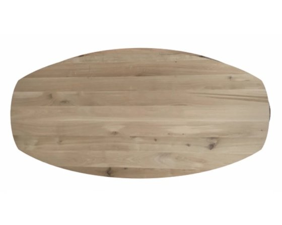 Massief Eiken Tafelblad Rustiek C Deens Ovaal 40 mm 220 x 110 cm