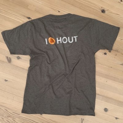 T- SHIRT I LOVE HOUT DONKERGRIJS S