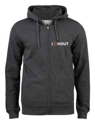 HOODIE I LOVE HOUT DONKERGRIJS S